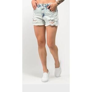 Almost Famous Distressed Light Wash Mid-Rise Shorts sz 1